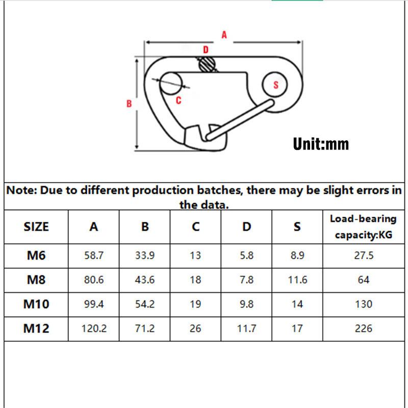 1pc Quick Link Spring Hook Stainless Steel Carabiner Clip for Hiking Camping Dog Leash Connection Buckle Durable Diving Buckles