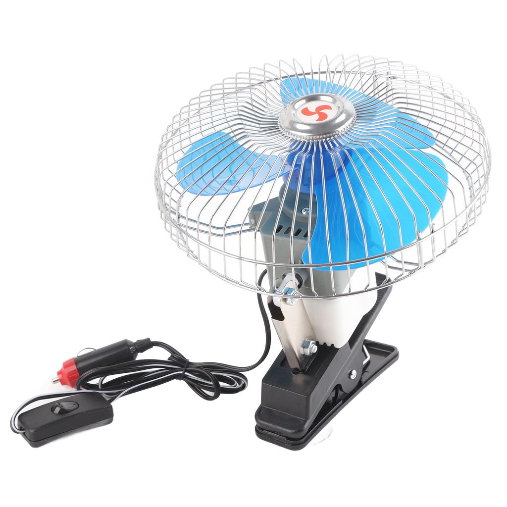 Strong Wind Rotatable Clip Cooling Fan 8inch Low Noise Oscillating Auto Cooling Fan with Clip 12V 25W Truck Car Auto Fan
