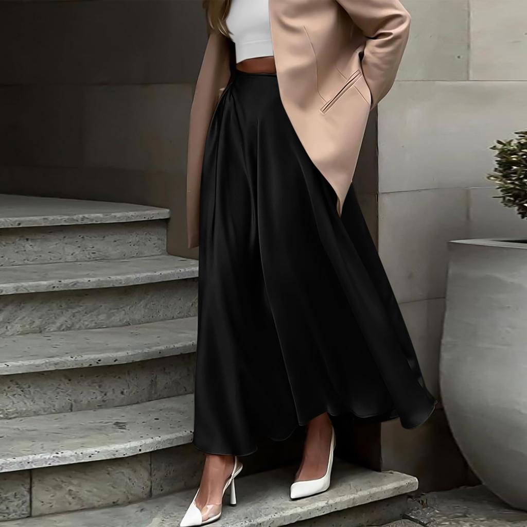 Damskön Färgkjol Högmidjad Elegant Kjold