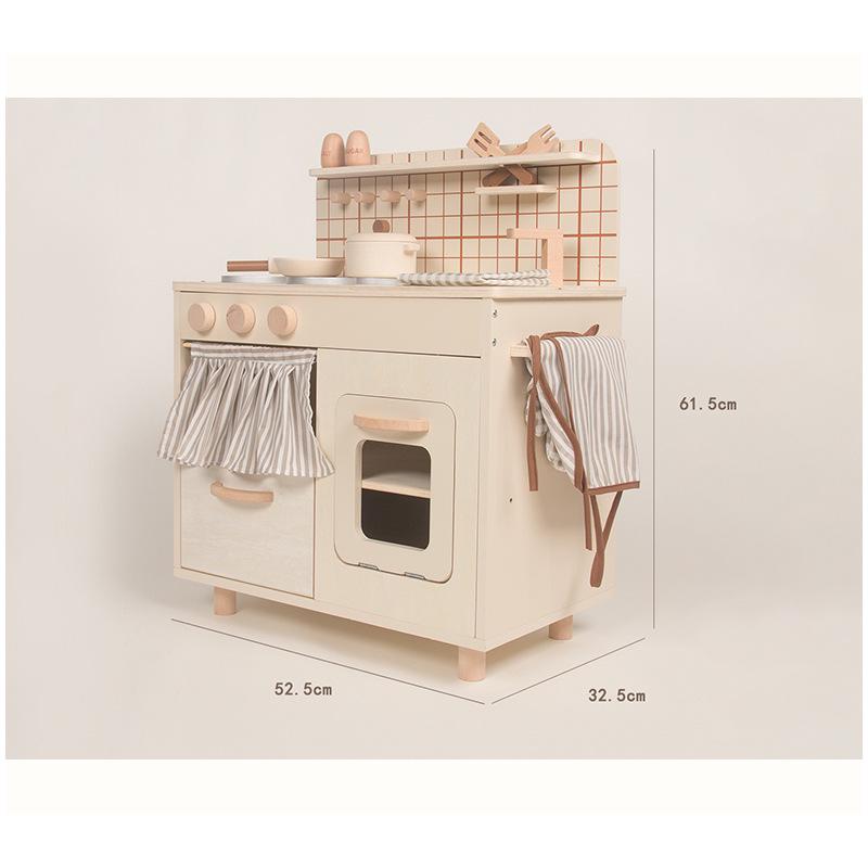 Kids' Wooden Kitchen Playset—Log Style Cooking Toy for Pretend Play