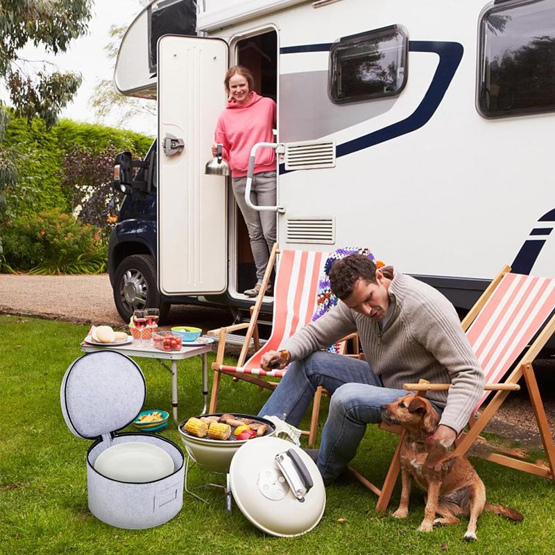 Felt Storage Bag Glass Cup Rack Cooking Plate Soup Spoon Case Dish Fabric Holder Travel Kitchen Accessories Shelf Organizer