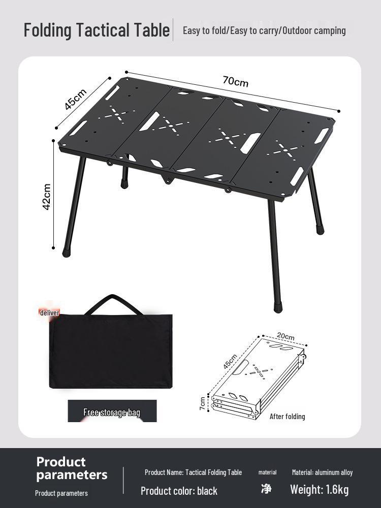 Aluminum Four-Folding Portable Outdoor Camping Table - Multifunctional Picnic & BBQ Table