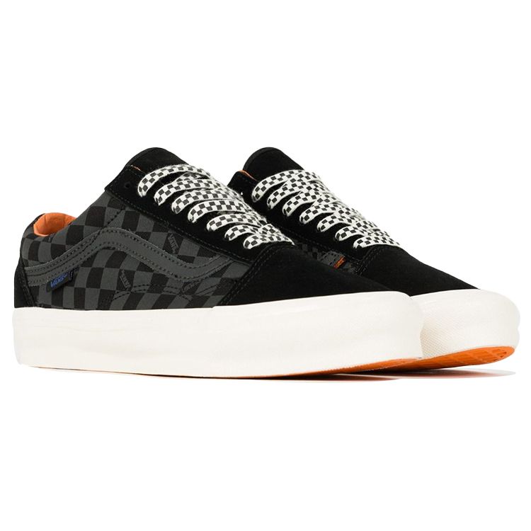 Porter-Yoshida & Co. X Vans OG Old Skool LX Floral Checkerboard - Black Unisex Sneakers Orange VN0A4P3XXG5
