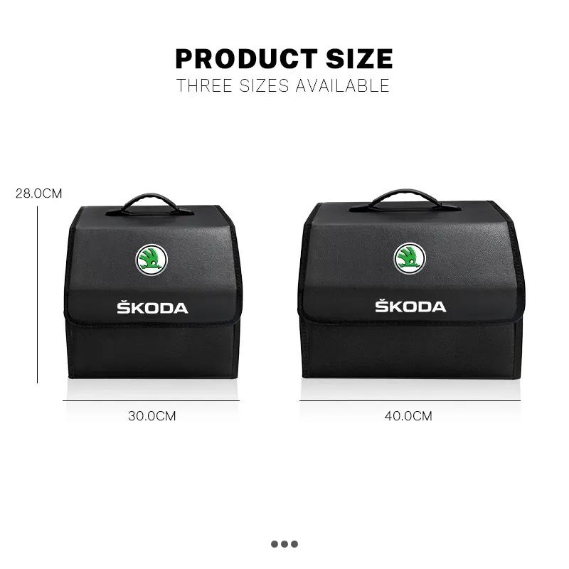Bolsa Organizadora de Cuero para Coche Caja de Almacenamiento Plegable para Viaje Para Skoda Fabia Superb Yeti Octavia Rapid Kodiaq Kamiq Karoq Derivati Scala
