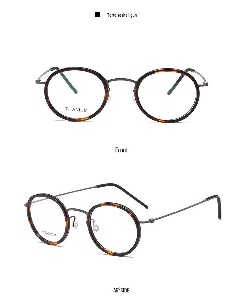 Linde 5805 Oval Titanium and Acetate Fashion Eyeglasses for Women and Men - Retro Business Style