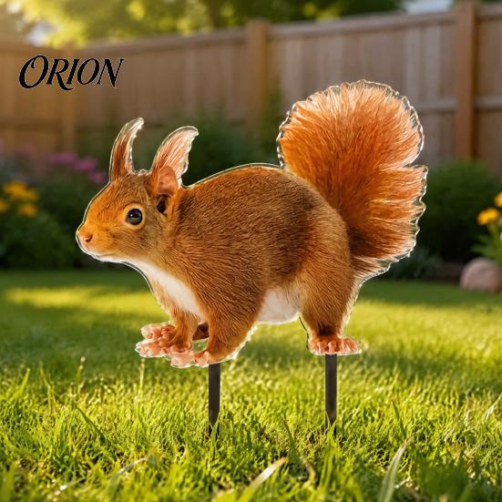 Garden Ornaments for Outdoor Spaces Realistic Squirrel Stake, 2D Flat Acrylic Yard Art Stakes Lawn Cute Ornament Patio Pathway Decoration Vivid Shape