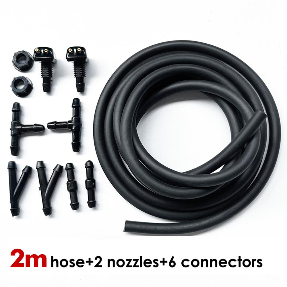 Universal Car Dual Hole Windshield Washer Nozzle Water Spray Nozzle for Most CarsConnector Replacement Wiper Water Spray Jet Kit
