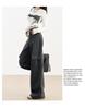 Women's High-Waist Fleece-Lined Wide-Leg Jeans, Retro Workwear Style for Autumn/Winter 2024