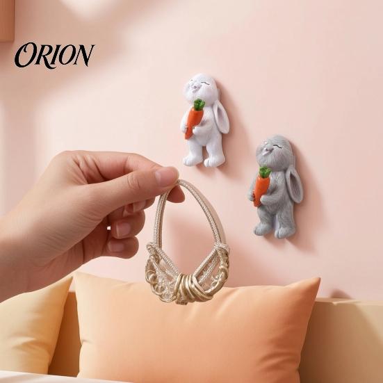 Nail Free Key Holders Easter Rabbit Cartoon Sticky Hook, Resin Adhesive Wall Hanger, Small Item Organizers Bunny Decorative Storage Hook for