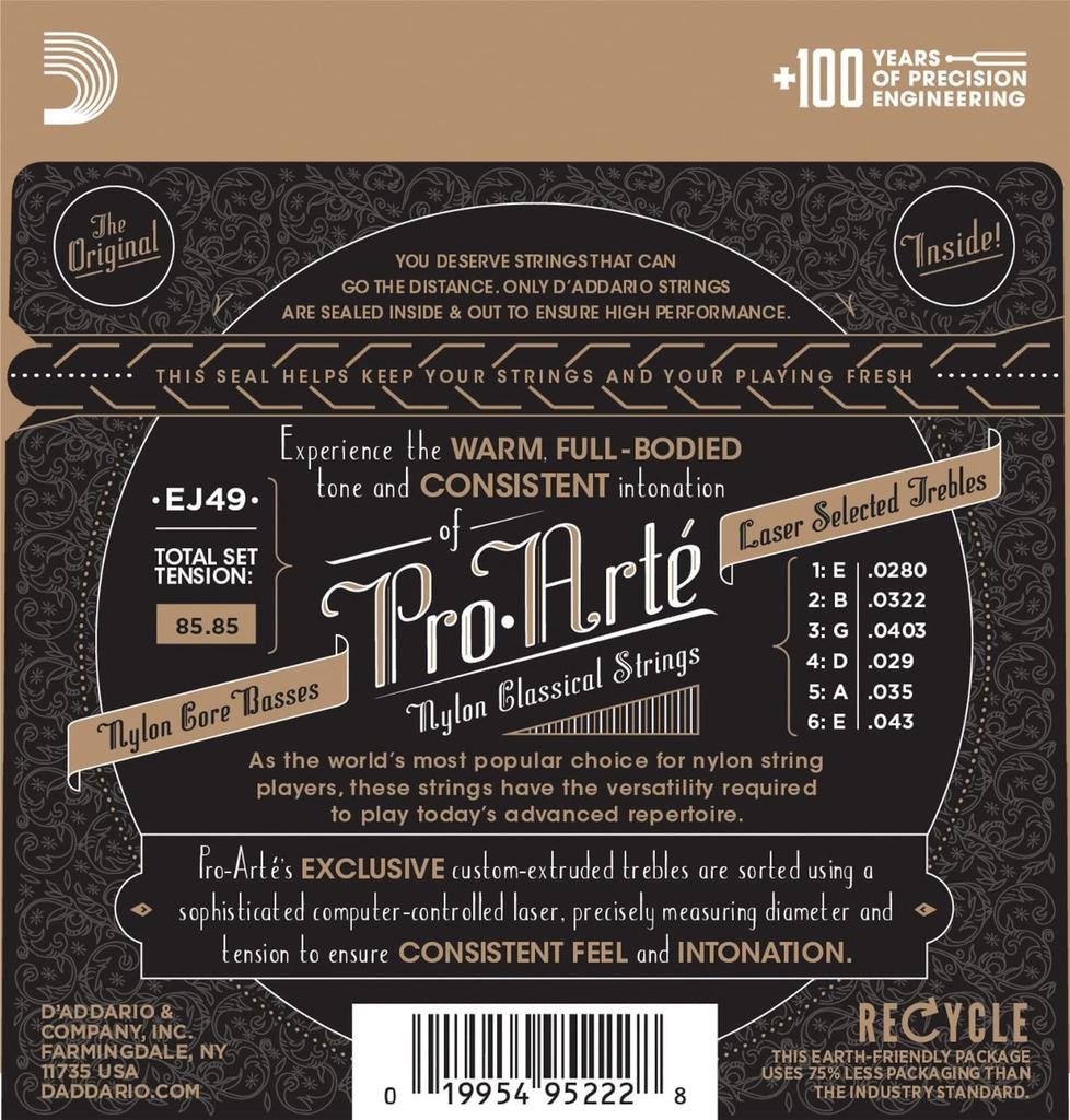 Classical Guitar Strings Pro Arte Normal EJ49 X 10 Set D'Addario Silver/Black []