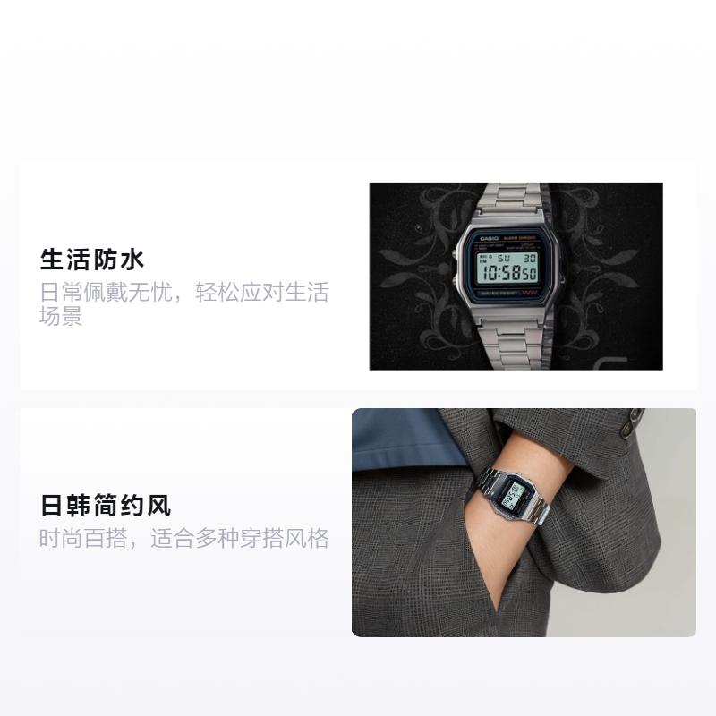 CASIO YOUTH series waterproof Quartz for men and women black dial A158UA-1 чёрный