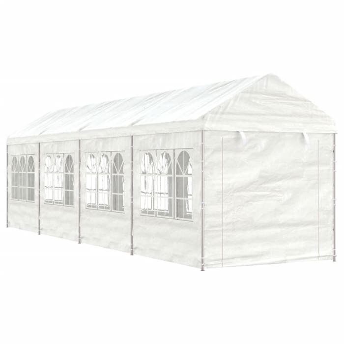 VidaXL Belvédère avec toit blanc 8,92x2,28x2,69 m polyéthylène, tente de fête, chapiteau, abri à auvent, pavillon, tente 3155480