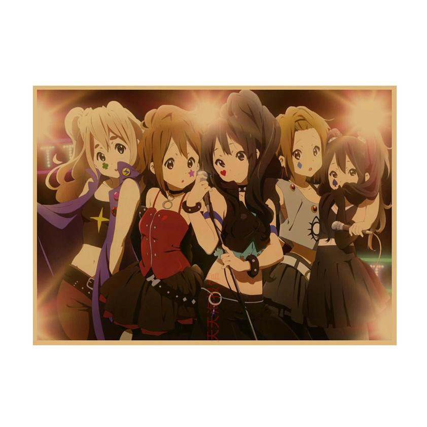 K-ON! Kraft Paper Anime Poster for Dorm, Bar, or Cafe Wall Décor.