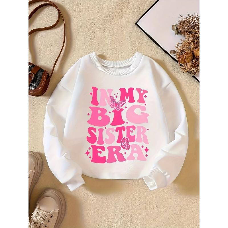Girls' Creative Letter Pattern Fashion Casual Crew Neck Sweatshirt for Daily Party Vacation Gift