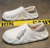 Fashion Fully covered EVA waterproof cotton slippers with black and white stripes and heels for outdoor casual cotton shoes
