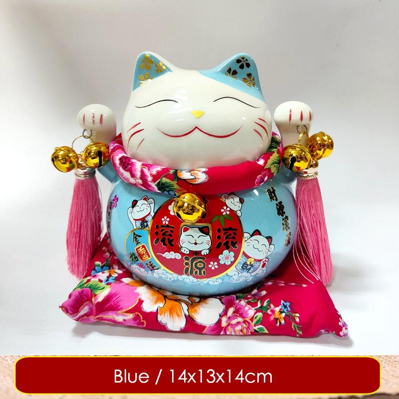 6 Inch Ceramic Maneki Neko Figurine Fortune Cat Money Box Colored Cat Piggy Coin Bank Home Decoration Gift Feng Shui Ornament