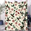 Christmas Microfiber Blanket,Durable,Ultra-Soft,Skin-Friendly,Cozy,Holly Pine Branch Red Berry Print,Throw Blanket For Sofa
