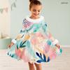 Girls Long Sleeve Faux Fur Collar Abstract Printed A Line Flared Dress With Waist Bow