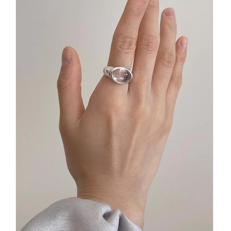 Xiaomi 925 Sterling Silver Rings for Women Couple Minimalist Handmade Vintage Big White Stone Ring Fine Jewelry Gift Prevent Allergy