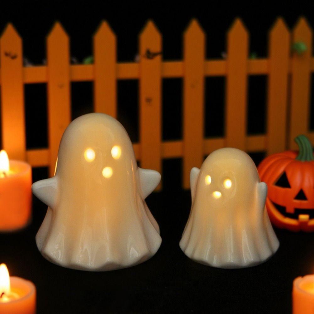 2pcs Cute Glowing Ghosts Light Cartoon Halloween Party Decoration  Cabinet