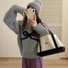 Korean Autumn Bow Detail Girly Style Knit Pullover Top Loose Round Neck Sweater
