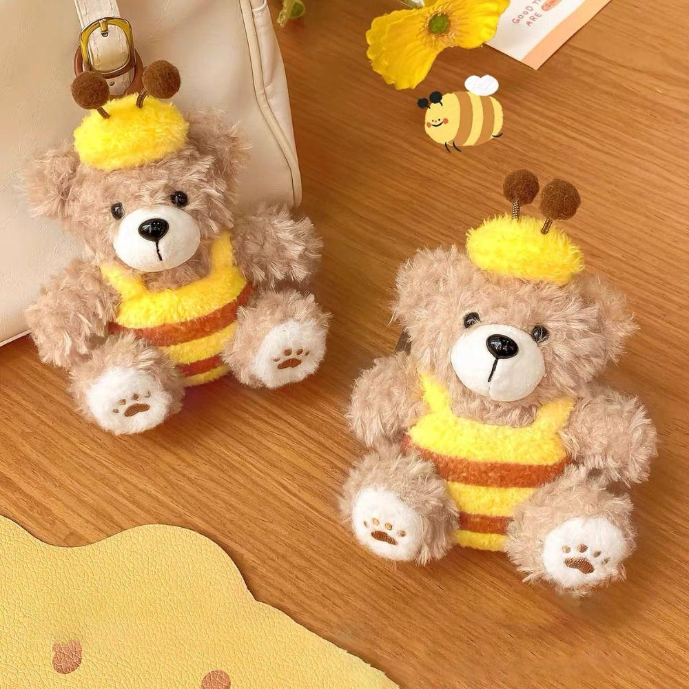 Cartoon Bee Bear Keychain Animal Doll Pendant Kawaii Plush Keyring  Girls