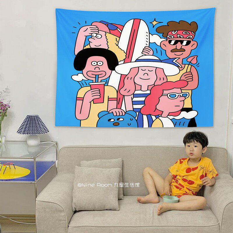 

American Cartoon Original Illustration Wall Hanging Tapestry Bedroom Headboard Decor Background Cloth 74x94cm(29x37in)