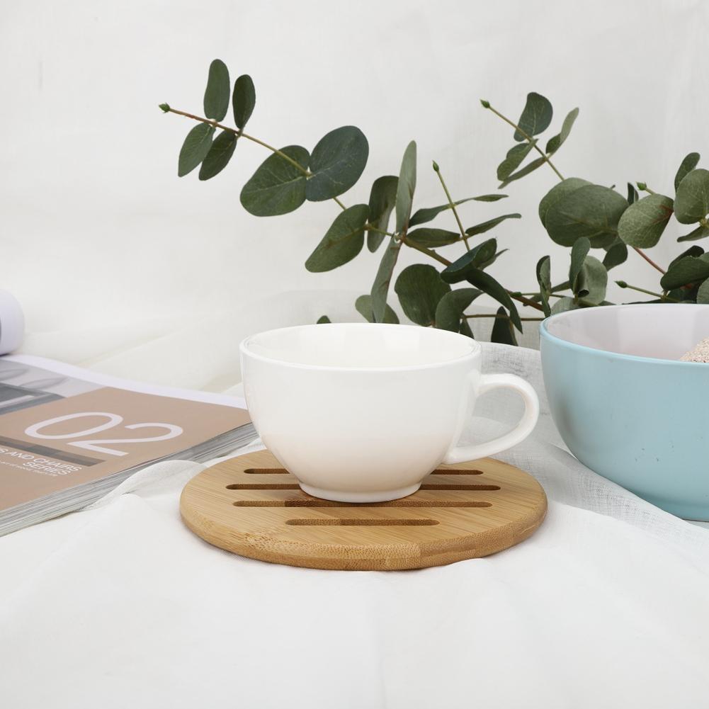 4 Stück Bambus Tischset Hitzebeständig Rutschfest Schüssel Tasse Wärmeisolieruntersetzer für Zuhause Küche(Runde Form )