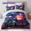 Nombre Personalizado Anime Jujutsu Kaisen Patrón Juego de Ropa de Cama Funda Nórdica Funda de Almohada Decoración del Hogar Regalo (1 * funda nórdica + 2 * fundas de almohada, sin núcleo)
