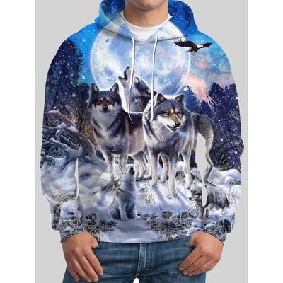 Sudadera con capucha con estampado 3D de león para hombre, informal, para otoño e invierno, con capucha, de manga larga, estilo deportivo