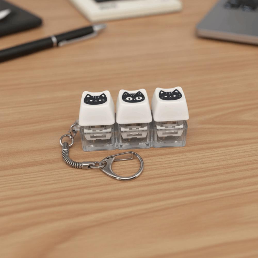 With Metal Buckle Black Cat Keyboard Key Chain Crispy Rebound Voice Keyboard Fidget Toy Student