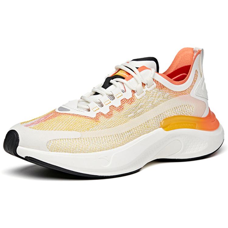 New Anta Fast Cushioned Slip Resistant Abrasion Resistant Low Top Running Shoes Men's White Orange 912125536-2