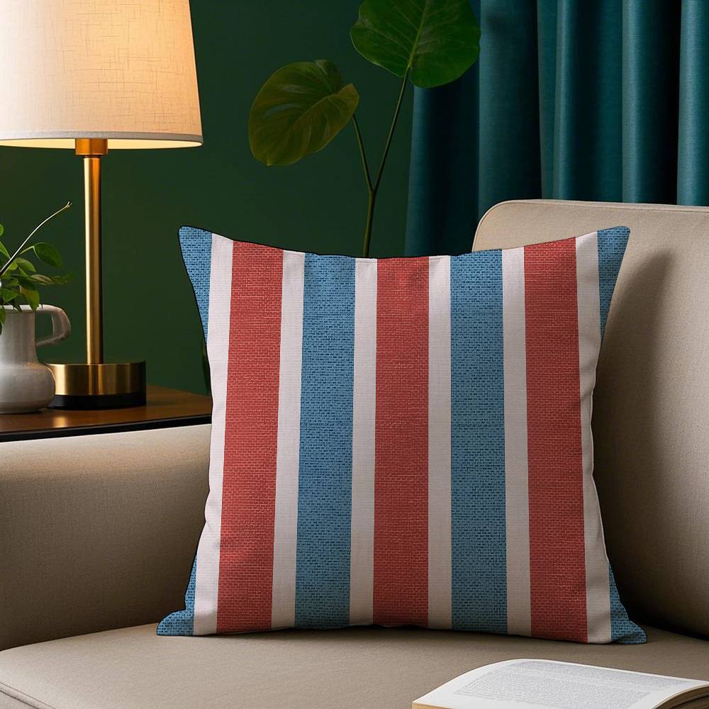 Fashion Blue Red White Pillow Case Plush Fabric Soft Pillowcase Double Sided Print Sofa Cushion Cover Throw