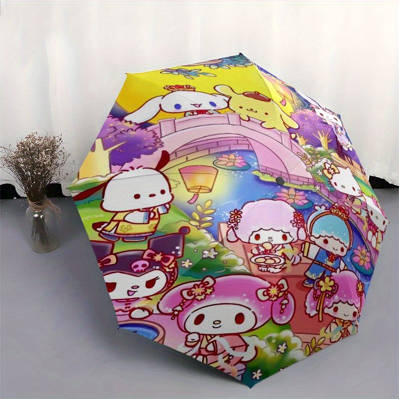 Sanrio's Mid-Autumn Festival Automatic Folding Umbrella - 3 Folding Design, Vivid Cartoon Pattern, Suitable for Outdoor Activities, A Gift for Fans In