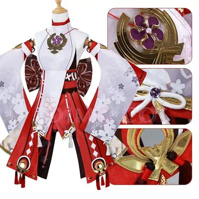 High Quality Yae Miko Cosplay Costume Uniform Jacquard Fabric Wig Chinese Style Halloween Costumes for Women Game  Anime