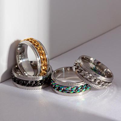 Trendy Rotating Titanium Steel Decompression Ring - Durable and Stylish Unisex Accessory