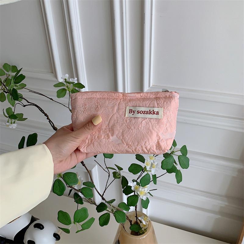 Уличный стиль Тисненый холст Цветочный узор Мини косметичка Кошелек для монет Чехол StyleA