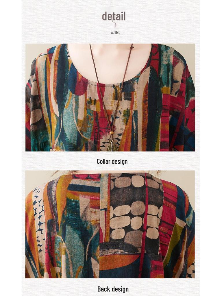 2023 Sommer Retro Übergröße Floral Locker Kleid für Frauen