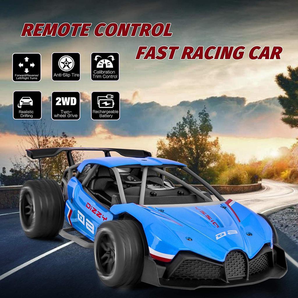 RC Car, Electric Racing Car, Off-Road Drifting, High Speed, High Stability, Alloy Shell, Shock Resistant (Blue)