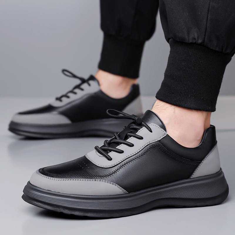 2025 New Casual Leather Mens Thick Bottom Shoes High Quality Outdoor Non-slip Comfy Sneakers High Quality Lace-Up Designer Flats