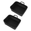 2 Pcs Silicone Air Cooker Pot with Handle Rectangular Fryer Liner Tray Replacement for Kitchen Cooking Accessories Black