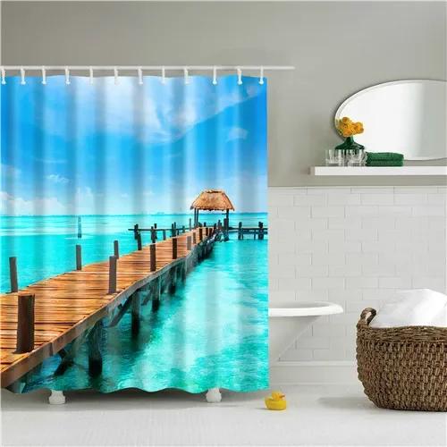 Modern Shower Curtains Bathroom Curtain Scenic City Beach Bath Curtain Frabic Waterproof Polyester With Hooks