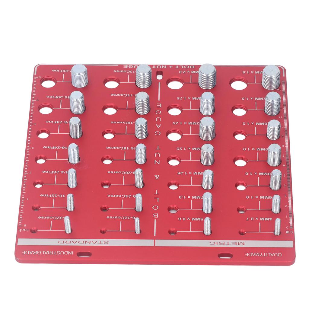 Nut and Bolt Thread Checker 7.9x7.9in Identifier Gauge Aluminium Alloy Easy Operation Accurate Ruler Gauge for Garage