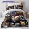 Movie Puzzle Pattern Bedding Quilt Set Quilt Cover Pillowcase Home Decoration Gift (1 * duvet cover + 2 * pillowcase, without core)