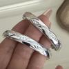 100% Solid 925 Sterling Silver Retro Bracelet for Women Men Vintage Handmade Wide Flower Pattern Simple Bracelet Birthday Gift