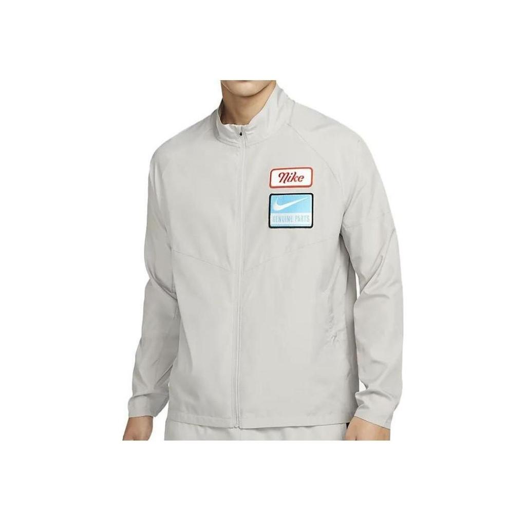 Nike Dri-Fit Logo Pattern Windbreaker Jacket Men Outerwear Gray DV9820-012