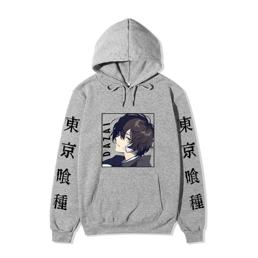 Bungo Stray Dogs Dazai Osamu Unisex Fleece Hoodie Autumn Winter Anime Character Tokyo Kanji Print Long Sleeve Pullover Sweatshirt