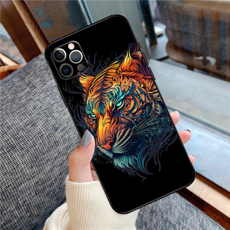 Ferocious Tiger Animal Phone Case For iPhone 16 15 14 12 11 13 Pro Max 12 13 Mini XR 15 16 Plus 16e Cover Shell