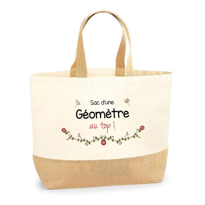 Cabas de plage - PLANETEE - Géomètre au top - Jute & coton - Fabriqué en France - Multicolore