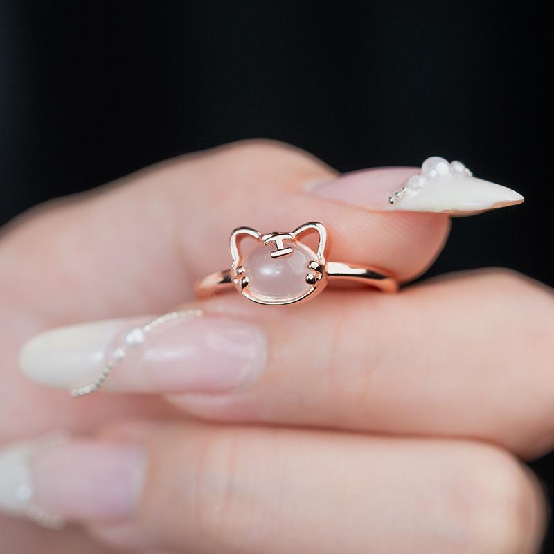 Chalcedony Little Tiger Ring Female Tiger Year Transit Natal Year Zodiac Tiger Head Index Finger Ring